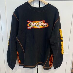 Vintage Ski-Doo Team Men's Snowmobile Sweatshirt Logo and Flames